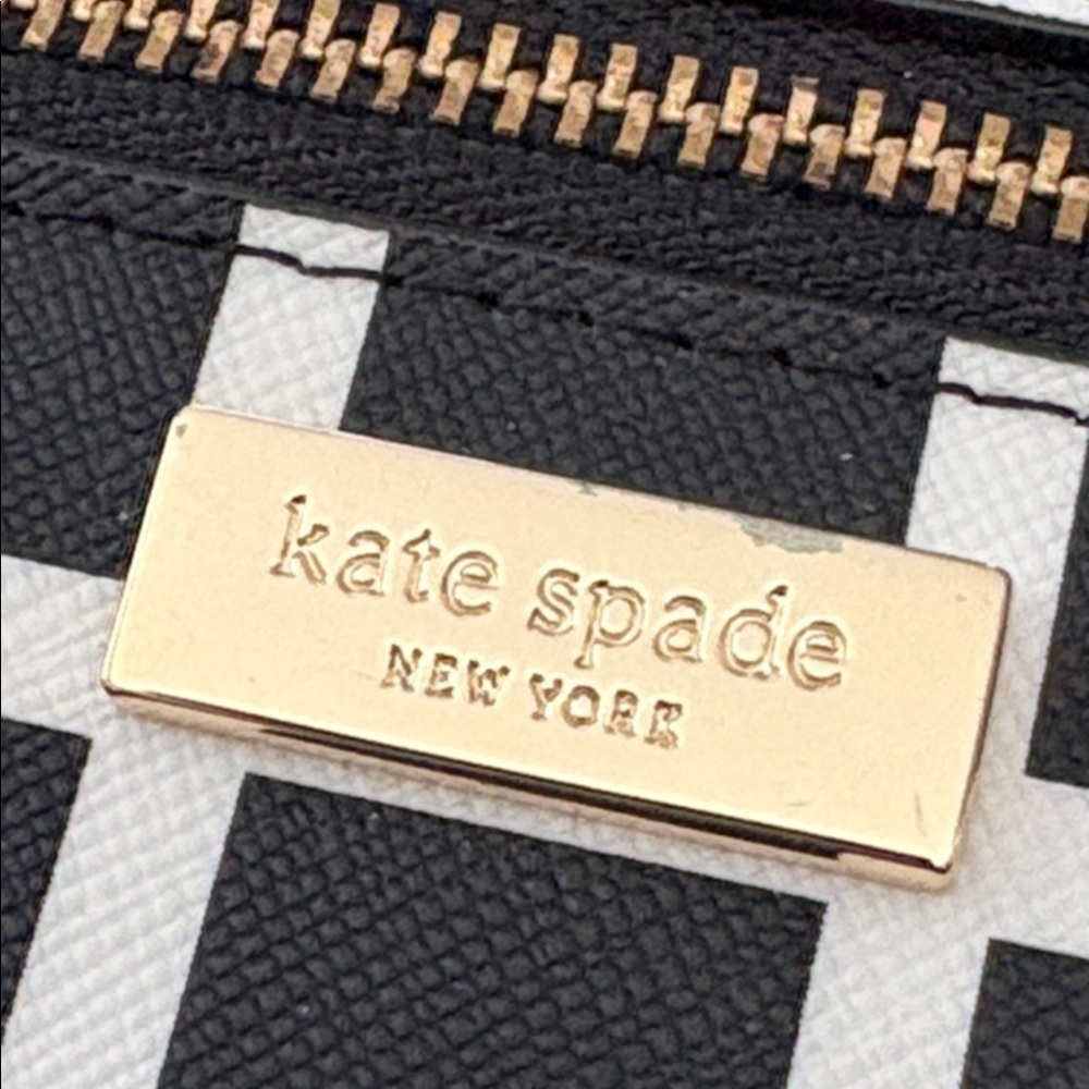 Kate Spade Laurel Way Tinie Wristlet Black and White Checkered Pattern - Picture 11 of 12